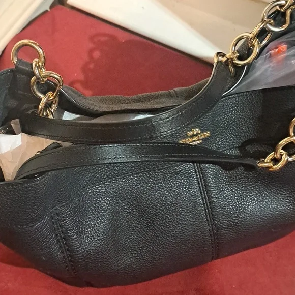 Coach Lexy Black Leather Shoulder Bag with Gold Hardware Excellent Condition